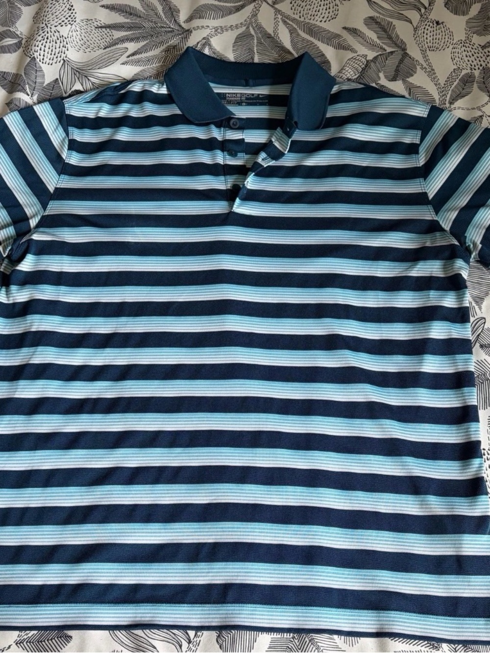 Nike Golf Men's Dri-FIT Standard Fit Size L Blue Striped Polo